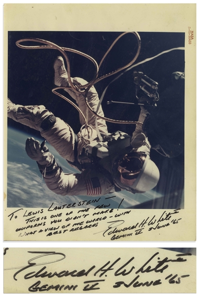 Edward White 8'' x 10'' Signed Photo From the Gemini IV Mission Showing White Spacewalking